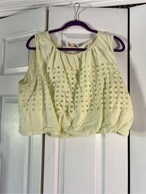 Light Yellow Eyelet Crop Camisole Top